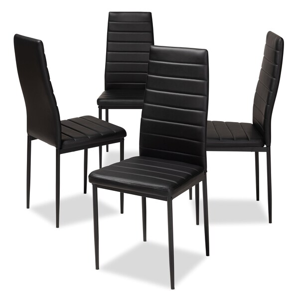 Baxton Studio Armand Modern Black Faux Leather Upholstered Dining Chair, PK4 146-8778 - main